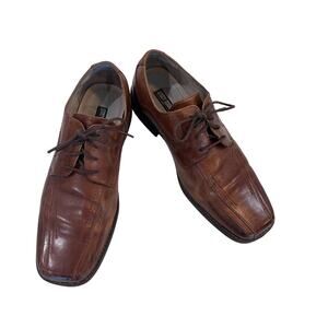 Stacy Addams Leather Brown Cognac Lace-Up Square Toe Dress Shoes Men's Size 11